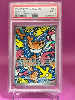 2024 POKEMON TWM EN-TWILIGHT MASQUERADE ILLUSTRATION RARE #186 TATSUGIRI PSA 9 - Image 1