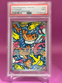 2024 POKEMON TWM EN-TWILIGHT MASQUERADE ILLUSTRATION RARE #186 TATSUGIRI PSA 9 - Image 2