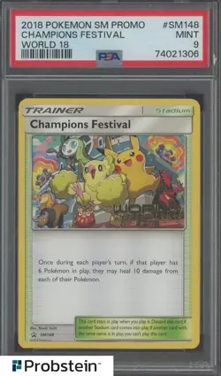 2018 Pokemon SM Promo World 2018 #SM148 Champions Festival PSA 9 MINT - Image 1