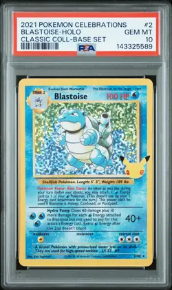 2021 POKEMON CELEBRATIONS CLASSIC COLL #2 BLASTOISE-HOLO PSA 10 - Image 1