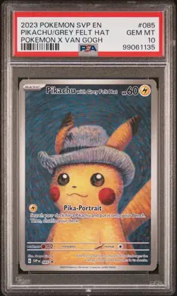 Pikachu Pokemon Van Gogh Grey Felt Hat #085 PSA 10 - Image 1