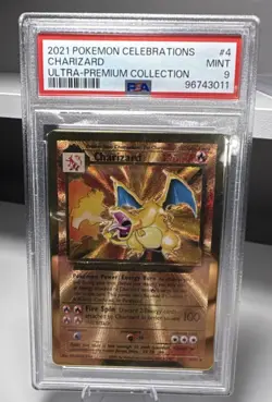 Pokemon TCG 2021 Celebrations Charizard Metal Foil #4 PSA 9 English - Image 1