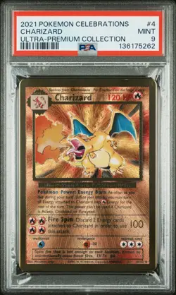 2021 Pokemon Celebrations Charizard Ultra Premium Collection Gold Metal #4 PSA 9 - Image 1