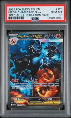 2025 POKEMON PFL EN-PHANTASMAL FLAMES #125 MEGA CHARIZARD X EX PSA 10 - Image 1