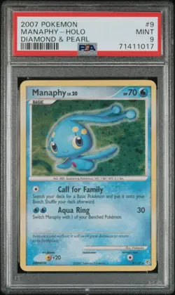 MANAPHY #9/130 HOLOFOIL 2007 POKEMON DIAMOND & PEARL PSA 9 MINT - Image 1