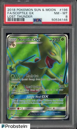 2018 Pokemon Sun & Moon Lost Thunder #196 FA/ Sceptile Gx PSA 8 NM-MT - Image 1