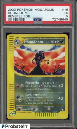 2003 Pokemon Aquapolis Reverse Foil #15 Houndoom PSA 5 EX - Image 1