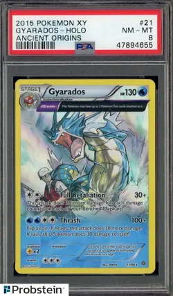 2015 Pokemon XY Ancient Origins #21 Gyarados Holo PSA 8 NM-MT - Image 1
