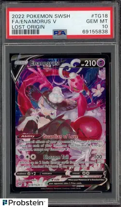 2022 Pokemon SWSH Lost Origin #TG18 FA Enamorus V PSA 10 GEM MINT - Image 1