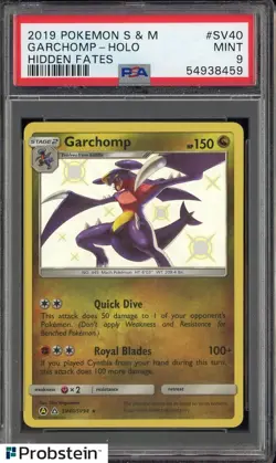 2019 Pokemon Sun & Moon Hidden Fates #SV40 Garchomp Holo PSA 9 MINT - Image 1