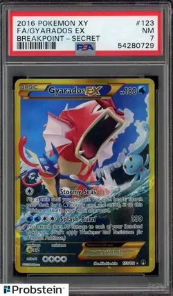 2016 Pokemon XY Breakpoint Secret #123 FA Gyarados EX PSA 7 NM - Image 1