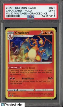 2020 Pokemon SWSH Vivid Voltage Cracked Ice #025 Charizard Holo PSA 9 MINT - Image 1