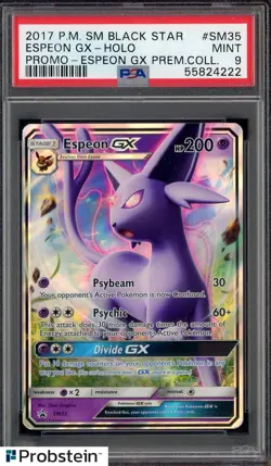2017 Pokemon SM Black Star Promo #SM35 Espeon Gx Holo Premium Collection PSA 9 - Image 1