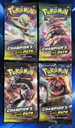 Pokemon 2020 Sword & Shield Champions Path Booster Pack Lot X4 Artset Nm Mint - Image 1