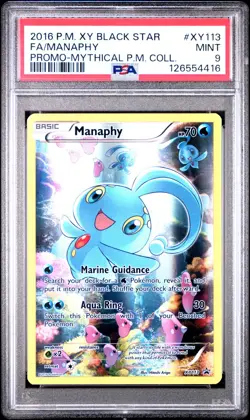 2016 POKEMON XY BLACK STAR PROMO #XY113 FULL ART MANAPHY PSA 9 MINT - Image 1