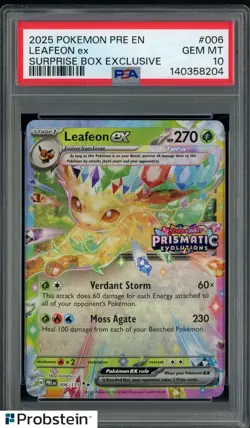 2025 Pokemon PRE EN Surprise Box Exlusive #006 Leafeon Ex PSA 10 GEM MINT - Image 1