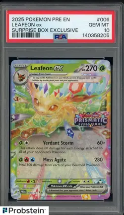 2025 Pokemon PRE EN Surprise Box Exlusive #006 Leafeon Ex PSA 10 GEM MINT - Image 1