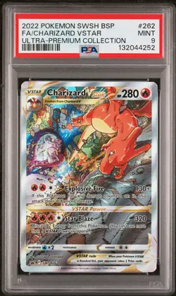 2022 POKEMON SWSH BLACK STAR PROMO #262 FULL ART/CHARIZARD VSTAR PSA 9 - Image 1