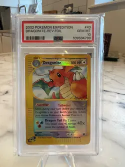 2002 Pokemon Dragonite Expedition #43/165 Reverse Holo PSA10 New Cert Pop28! - Image 1