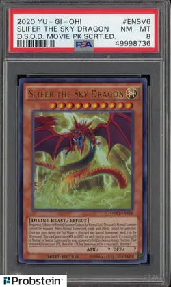 2020 Yu-Gi-Oh! DSOD Movie Pack Secret Edition #ENSV6 Slifer The Sky Dragon PSA 8 - Image 1
