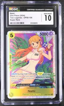 2024 ONE PIECE TWO LEGENDS SUPER RARE #OP08-106 NAMI CGC 10 - Image 1