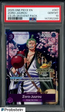 2025 One Piece EN CS 25-26 Roronoa Zoro-Juurou #067 PSA 10 GEM MINT - Image 1