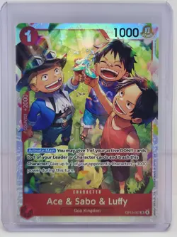 One Piece CCG Ace & Sabo & Luffy OP13-007 SR Parallel Foil Japanese Edition - Image 1