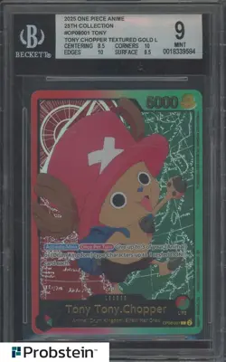 2025 One Piece Anime 25th Collection Textured Gold #001 Tony Tony Chopper BGS 9 - Image 1