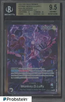 2025 One Piece Promo 2nd Anniversary Set #061 Monkey D Luffy BGS 9.5 GEM MINT - Image 1