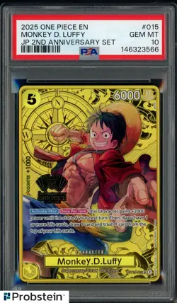 2025 One Piece EN JP 2nd Anniversary Set #015 Monkey D. Luffy PSA 10 GEM MINT - Image 1