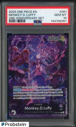 2025 One Piece EN 2nd Anniversary Set #061 Monkey D. Luffy PSA 10 GEM MINT - Image 1