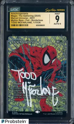 Todd McFarlane Signed 2025 MTG Marvel Universe Arachnogenesis CGC 9 w/ AUTO 9 - Image 1