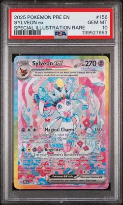 2025 Pokemon Prismatic Evolutions Sylveon ex #156 SIR PSA 10 - Image 1
