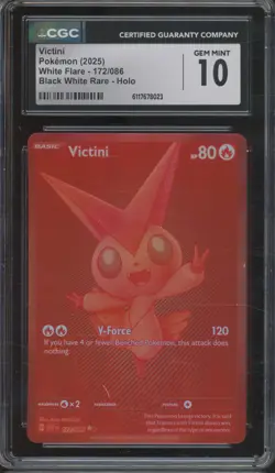 2025 Pokemon White Flare Black White Rare Holo #172 Victini Gem Mint CGC 10 - Image 1
