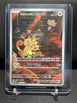 Team Rocket's Meowth 203/182 Illustration Rare Pokemon 2025 Destined Rivals NM - Image 1