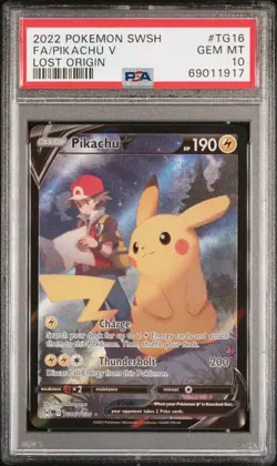 2022 Pokemon Sword & Shield Lost Origin Pikachu V PSA 10 #TG16/TG30 - Image 1