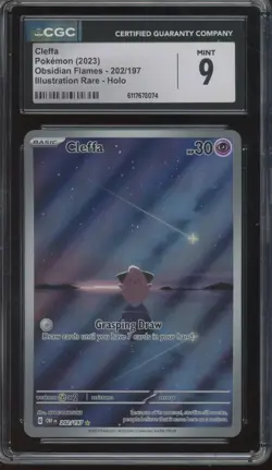 2023 Pokemon Obsidian Flames Illustration Rare Holo #202 Cleffa Mint CGC 9 - Image 1