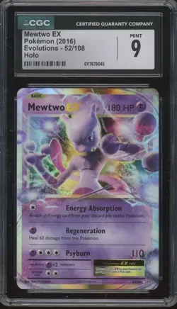 2016 Pokemon Evolutions Holo #52 Mewtwo EX Mint CGC 9 - Image 1