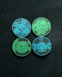 Pokemon TCG Deoxys Charizard Glow in the Dark Coins Green Cyan Lot*4 LU57 - Image 1