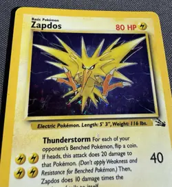 Pokemon TCG: 1999 Fossil Unlimited Zapdos 15/62 Holo Rare MP - Image 2