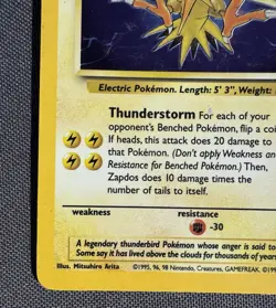 Pokemon TCG: 1999 Fossil Unlimited Zapdos 15/62 Holo Rare MP - Image 3