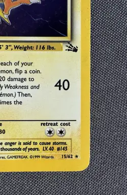 Pokemon TCG: 1999 Fossil Unlimited Zapdos 15/62 Holo Rare MP - Image 4