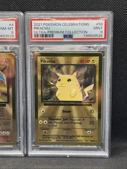 PSA 8/9 (Sequential) 2021 Pokemon Celebration UPC Gold Metal Charizard & Pikachu - Image 3