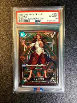 2025 ONE PIECE JPN SHANKS OP11 SPECIAL ALT ART ST16-004 PSA10 - Image 1