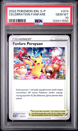 Celebration Fanfare PSA 10 Indonesian Pokemon Card Promo 2022 374/S-P Himeno - Image 1