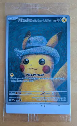 Pokemon Van Gogh: Pikachu with Grey Felt Hat - 085 Promo Card - SEALED MINT - Image 1