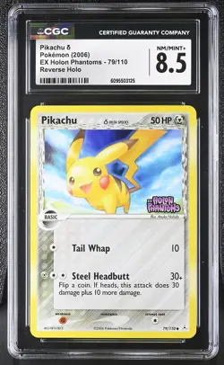 CGC 8.5 Pikachu 79/110 Reverse Holo EX Holon Phantoms Pokemon Card - Image 1