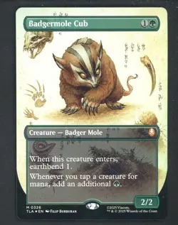 Magic MTG Avatar The Last Airbender Badgermole Cub Borderless M0326 Foik - Image 1