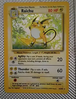 Pokemon TCG - Raichu 14/102 Base Set Holo Rare WOTC 1999 - EXC/NM - Image 1