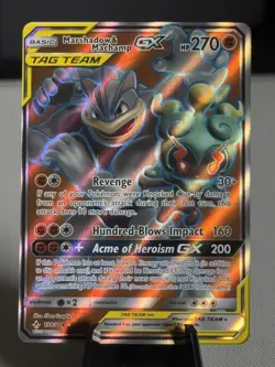 Pokemon Marshadow & Machamp GX Full Art Tag Team Unbroken Bonds 198/214 - Image 1